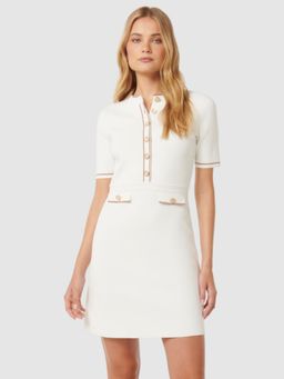 Forever New - White Solid Half Sleeves Mini Dress