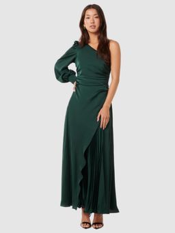Forever New - Green Solid Full Sleeves Maxi Dress
