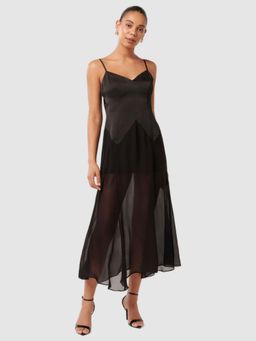 Forever New - Black Solid Sleeveless Midi Dress