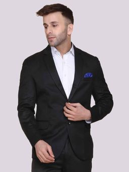 TAHVO - Mens Hanky Black Notched Lapel Blazer