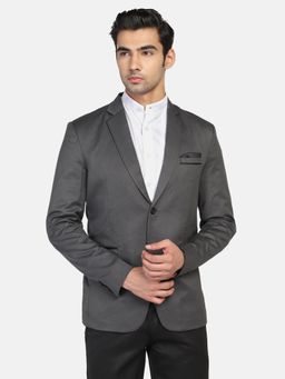TAHVO - Mens Hanky Grey Notched Lapel Blazer