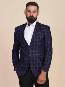 TAHVO - Mens Tweed Blue Checks Blazer