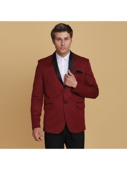 TAHVO - Mens Maroon Tuxedo Blazer