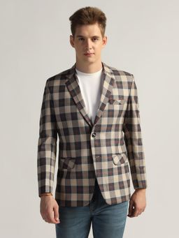 TAHVO - Mens Beige Checks Tweed Blazer