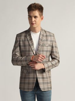 TAHVO - Mens Beige Checks Tweed Blazer