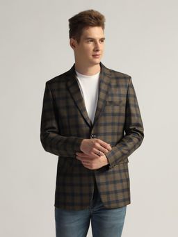 TAHVO - Mens Brown Checks Tweed Blazer