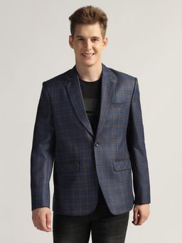 TAHVO - Mens Royal Blue Checks Tweed Blazer