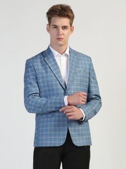 TAHVO - Mens Light Blue Checks Tweed Blazer