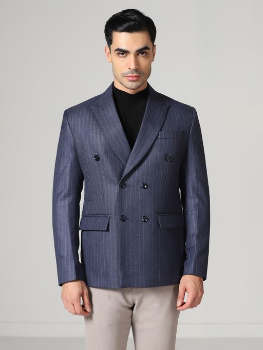 TAHVO Blue Stripes Double Breasted Blazer
