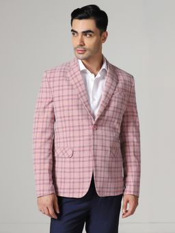 TAHVO - Mens Pink Checks Tweed Blazer