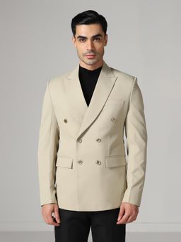 TAHVO - Mens Double Breasted Beige Blazer