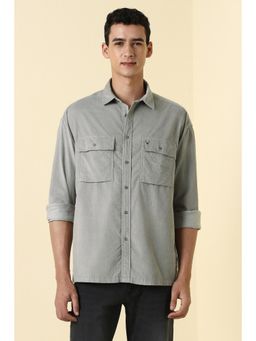 Allen Solly - Mens Grey Relaxed Fit Solid Full Sleeves Casual Shirt