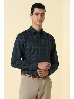 Allen Solly - Mens Green Checks Full Sleeves Formal Shirt