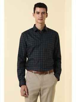 Allen Solly - Mens Black Checks Full Sleeves Formal Shirt