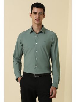 Allen Solly - Mens Green Solid Full Sleeves Formal Shirt