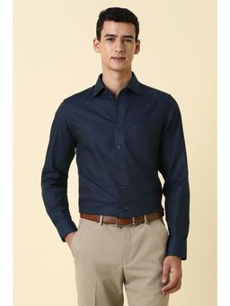 Allen Solly - Mens Navy Blue Print Full Sleeves Formal Shirt