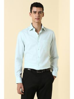 Allen Solly - Mens Light Blue Textured Full Sleeves Formal Shirt
