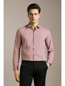 Louis Philippe - Mens Pink Solid Full Sleeves Casual Shirt