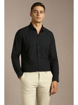 Louis Philippe - Mens Black Solid Full Sleeves Casual Shirt