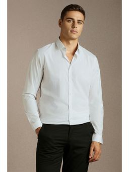 Louis Philippe - Mens White Solid Full Sleeves Casual Shirt