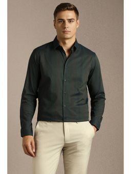 Louis Philippe - Mens Green Stripes Full Sleeves Casual Shirt