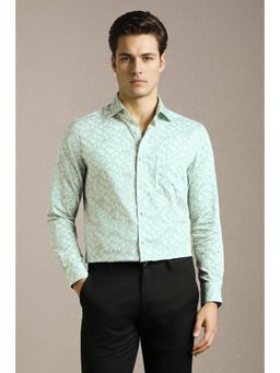 Louis Philippe - Mens Light Blue Print Full Sleeves Formal Shirt