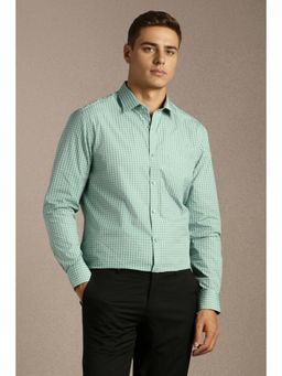 Louis Philippe - Mens Green Checks Full Sleeves Formal Shirt
