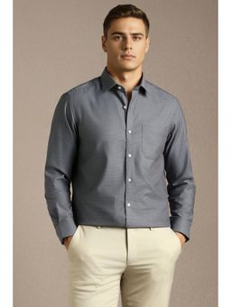 Louis Philippe - Mens Grey Print Full Sleeves Formal Shirt