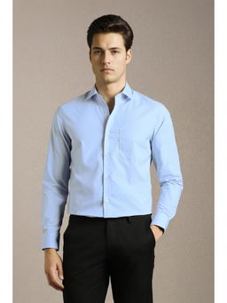 Louis Philippe - Mens Light Blue Solid Full Sleeves Formal Shirt