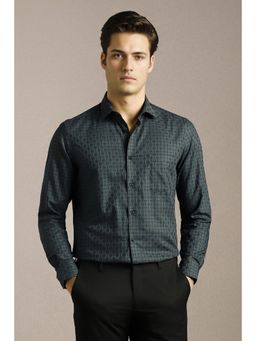 Louis Philippe - Mens Grey Printed Full Sleeves Formal Shirt