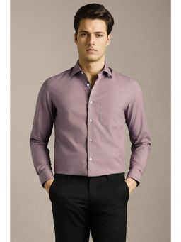 Louis Philippe - Mens Purple Solid Full Sleeves Formal Shirt