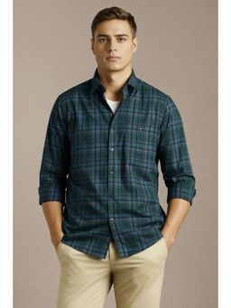 Louis Philippe - Mens Green Checks Full Sleeves Casual Shirt