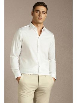 Louis Philippe - Mens White Solid Full Sleeves Casual Shirt
