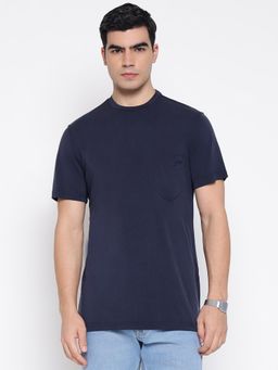 Guess - Blue Smooth Small Eco Modal Solid Regular Fit T-Shirt