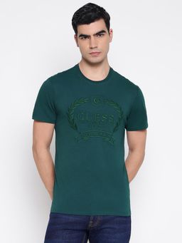 Guess - Classic Crest Dark Jade Graphic Embroidery Slim Fit Organic T-Shirt