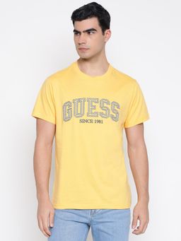 Guess - Mid Organic Stream Mango Seed Yellow Typography Regular Fit T-Shirt