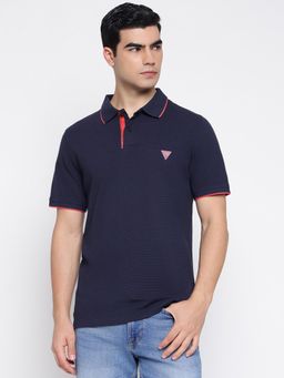 Guess - Tech Stretch Piquet Smart Blue Solid Slim Fit Polo T-Shirt