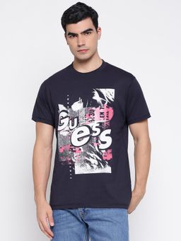 Guess - Mid Organic Stream Smart Blue Graphic Regular Fit T-Shirt