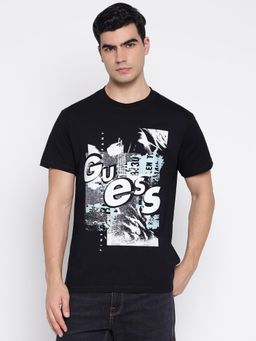 Guess - Mid Organic Stream Jet Black Graphic Regular Fit T-Shirt