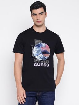 Guess - Japanese Wave Mid Organic Stream Jet Black Graphic T-Shirt