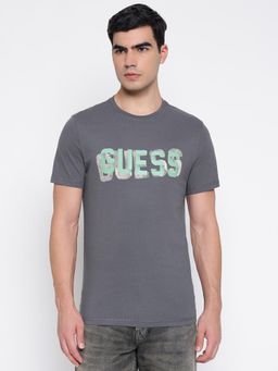Guess - Mid Organic Stream Artillery Grey Brand Logo Slim Fit T-Shirt