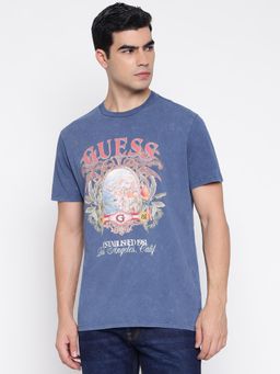 Guess - Resort Organic Cotton Pennant Blue Multi Graphic T-Shirt