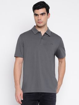 Guess - Basic Pima Stretch Artillery Grey Solid Slim Fit Polo T-Shirt