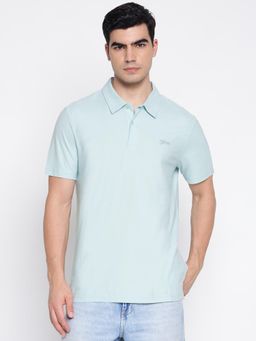 Guess - Small Script Seafoam Mist Solid Polo T-Shirt