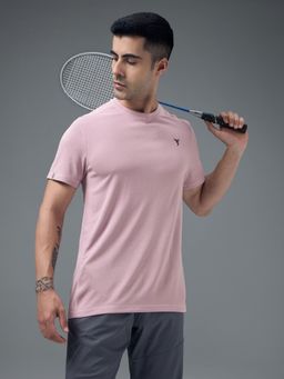 Technosport - Mens Pink DOUBLE COOL Solid Slim Fit T-Shirt