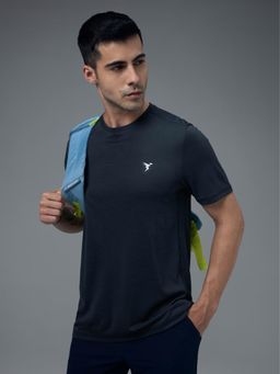 Technosport - Mens Navy Blue DOUBLE COOL Solid Slim Fit T-Shirt