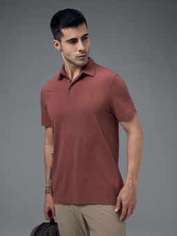 Technosport - Mens Rust COTFLEX Solid Slim Fit Polo T-Shirt