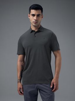 Technosport - Mens Grey COTFLEX Solid Slim Fit Polo T-Shirt