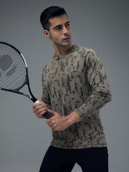 Technosport - Mens Olive DOUBLE COOL Jacquard Slim Fit T-Shirt