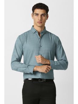 Van Heusen - Mens Light Blue Textured Full Sleeves Party Shirt